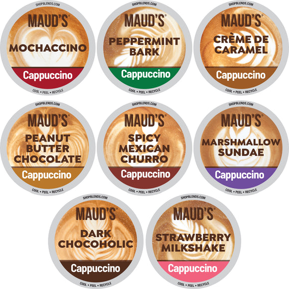 Maud's Cappuccino Variety Pack Coffee Pods 8 Flavors
