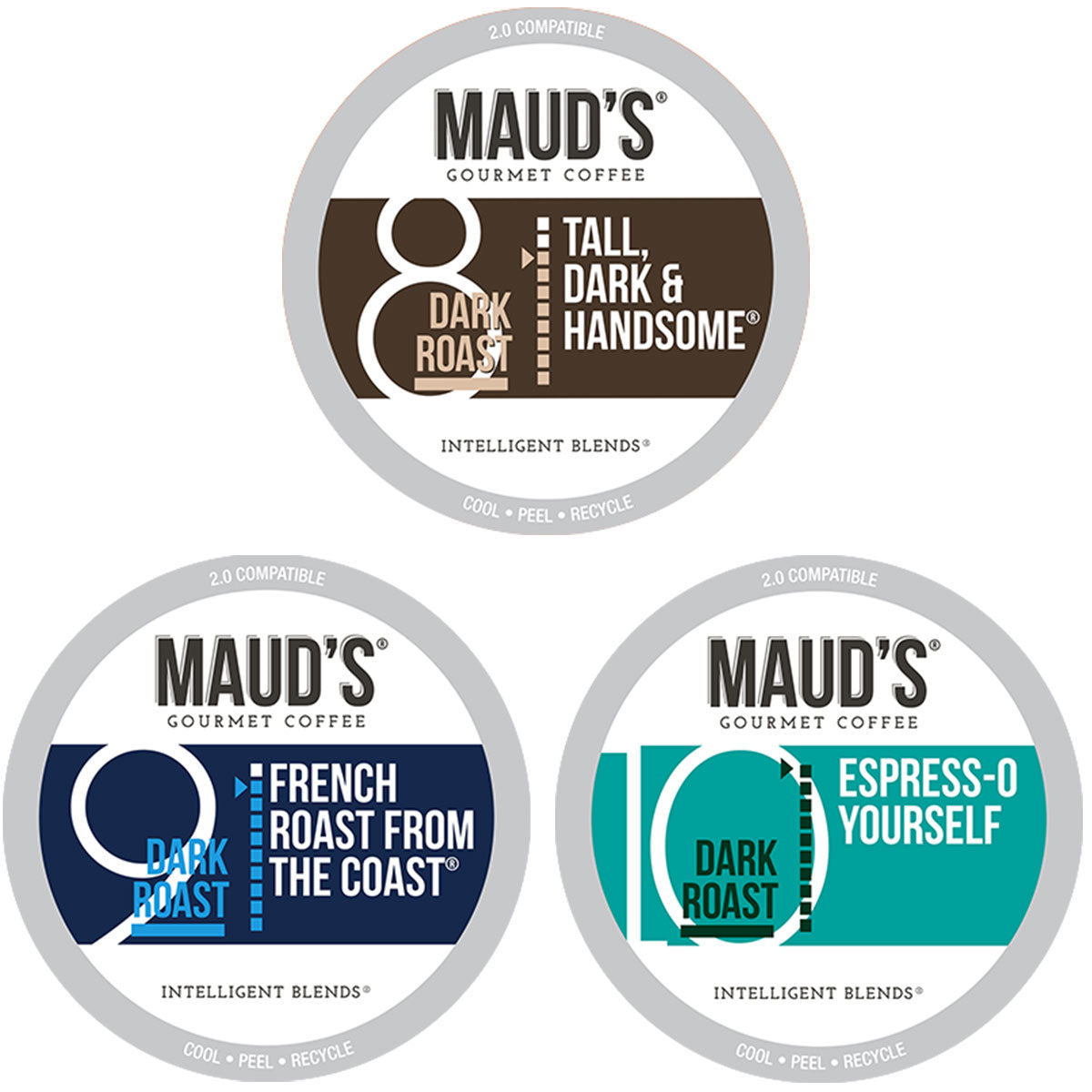 Maud's Dark Roast Coffee Pods Variety Bundle (3 Blends) - 144 Pods