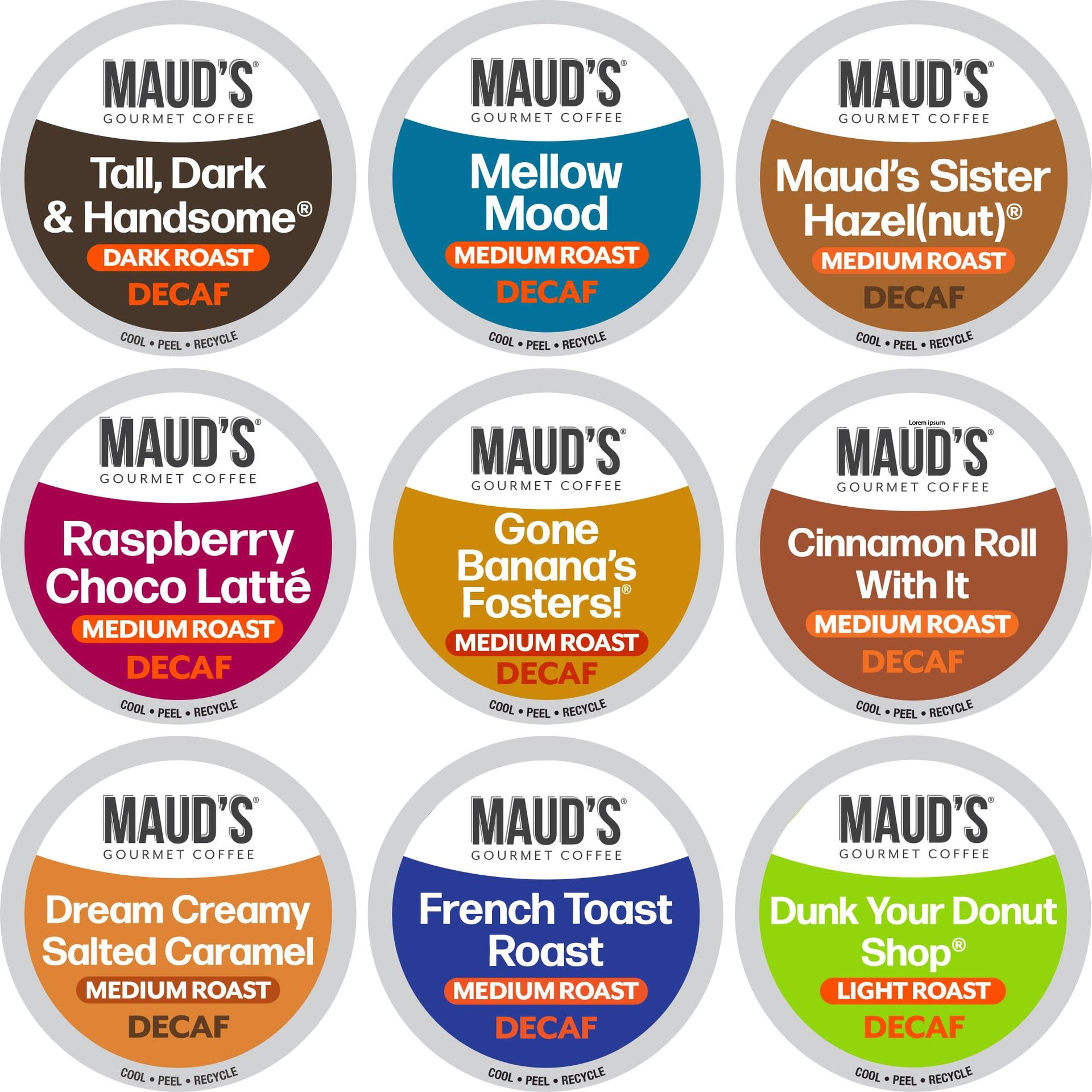 Maud's Decaf Coffee Pods Variety Pack (9 Blends)