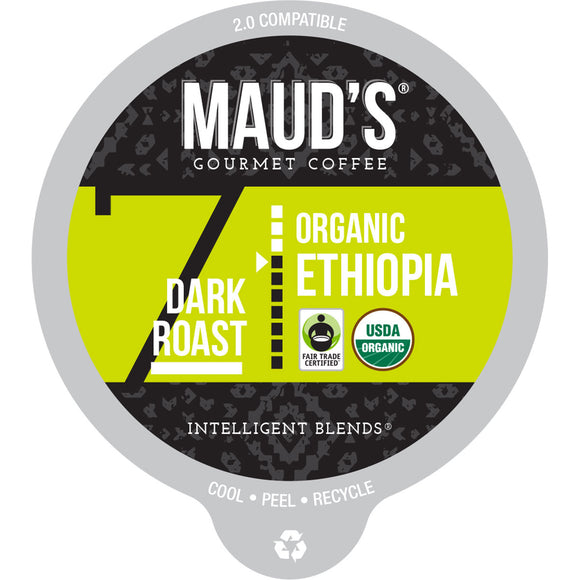 Maud's Organic Single-Origin Fair-Trade Ethiopia Dark Roast Coffee Pods