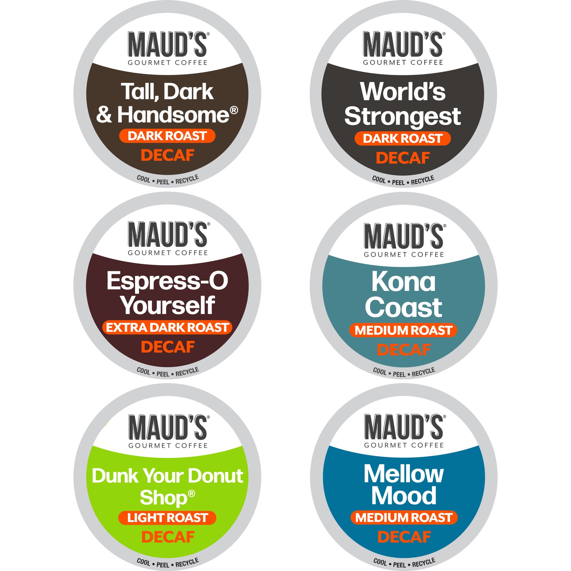 Maud's Decaf Coffee Pods Variety Pack (6 Blends)