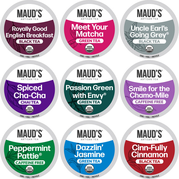 Maud’s Organic Tea Pods Variety Pack (9 Blends)