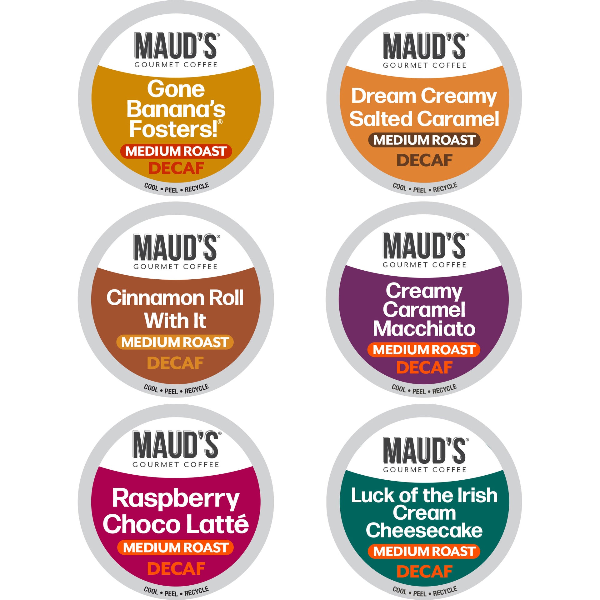 Maud's Decaf Flavored Coffee Pods Variety Pack (6 Flavors)