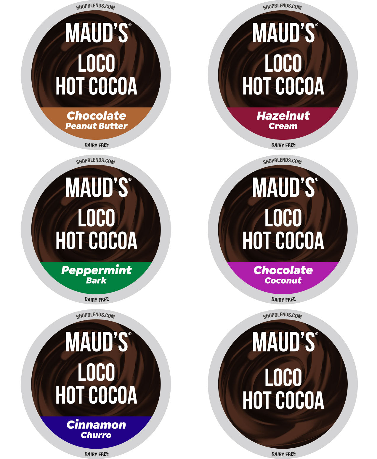 Maud's Flavored Hot Chocolate Variety Pack (6 Flavors)