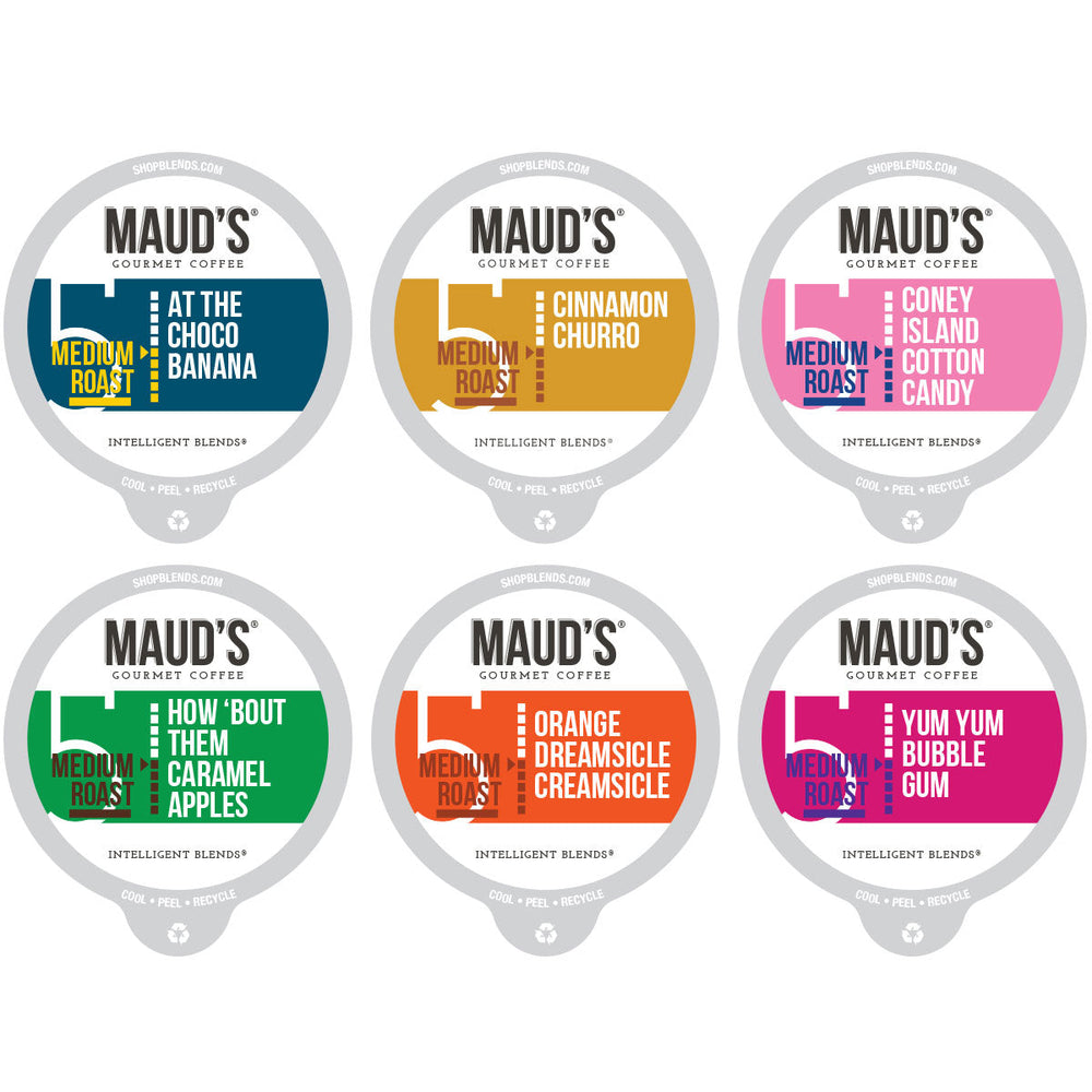 Maud's Boardwalk Flavored Coffee Pods Variety Pack (6 Flavors) - 50ct
