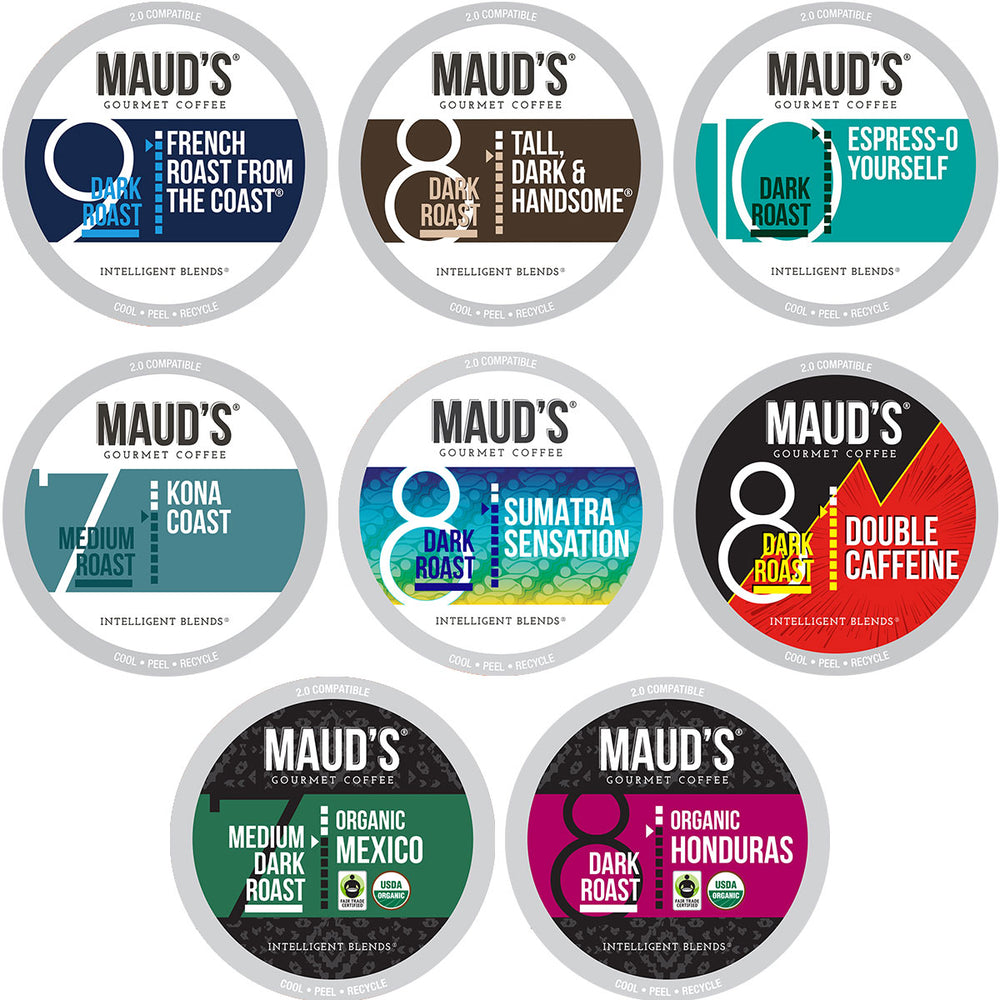 Maud's Dark/Bold Roast Coffee Pods Variety Pack (8 Blends) - 40 Pods