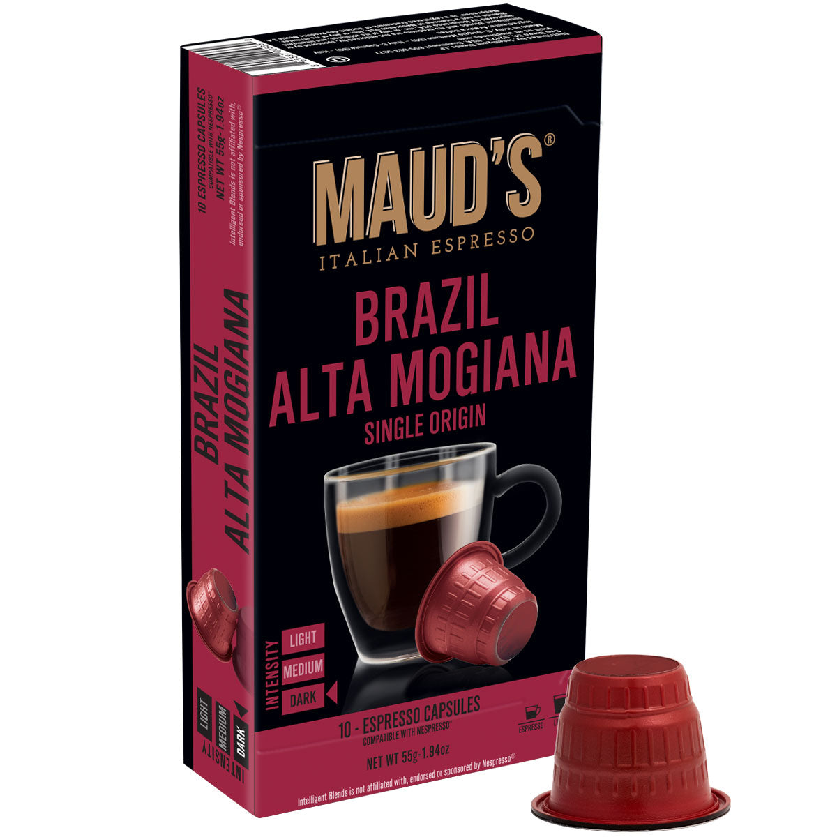 Maud's Brazil Alta Mogiana Italian Espresso Capsules