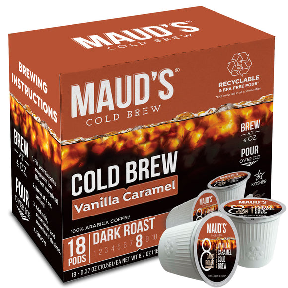 Maud's Vanilla Caramel Cold Brew Dark Roast Coffee Pods - 18ct