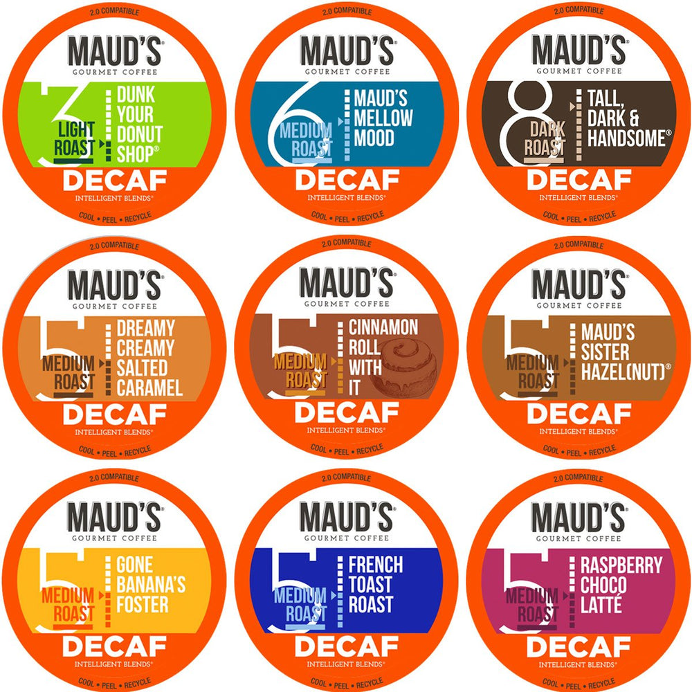 Maud's Decaf Coffee Pods Variety Pack (9 Blends) - 80 Pods