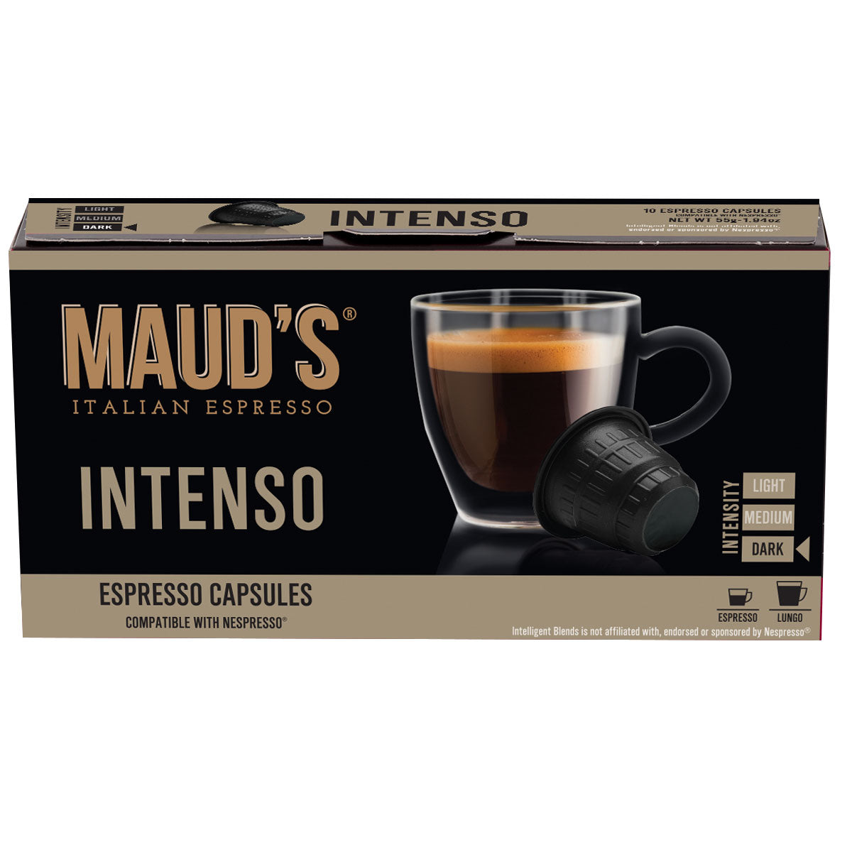 Maud's Dolcetto Italian Espresso Capsules 100ct (10x10)