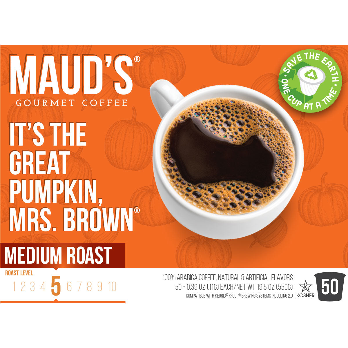 Pumpkin Spice, Medium Roast, Single Serve Coffee Pods for Keurig K-Cup  Brewers