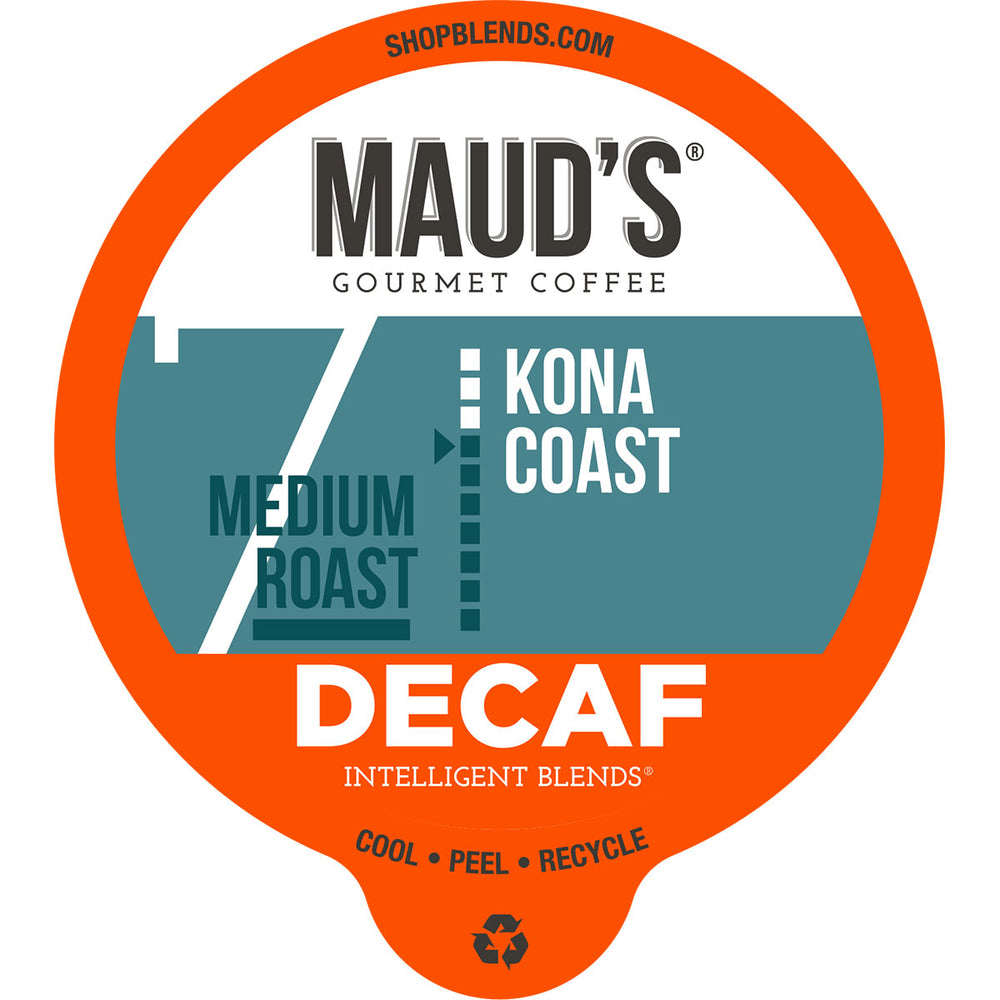 Maud's Decaf Kona Blend Medium Roast Dark Coffee Pods (Kona Coast) 100ct