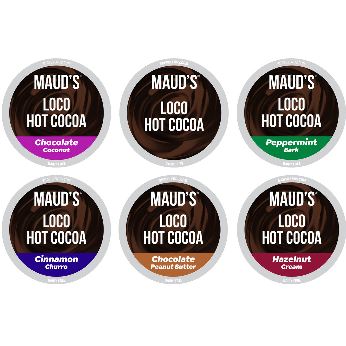 Maud's Flavored Hot Chocolate Variety Pack (6 Flavors) - 48ct