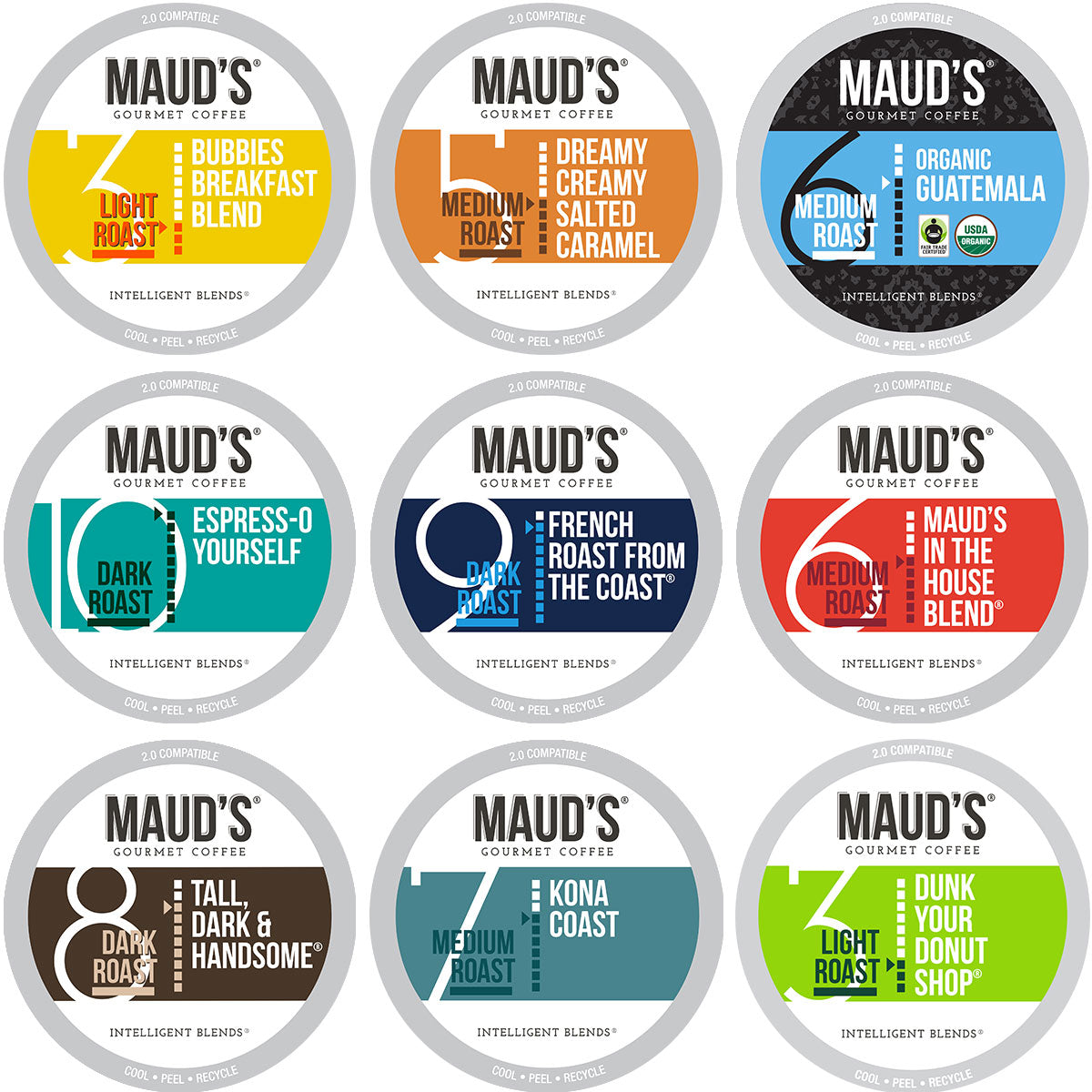 Maud's Original Coffee Pods Variety Pack (9 Classic Blends) - 80ct
