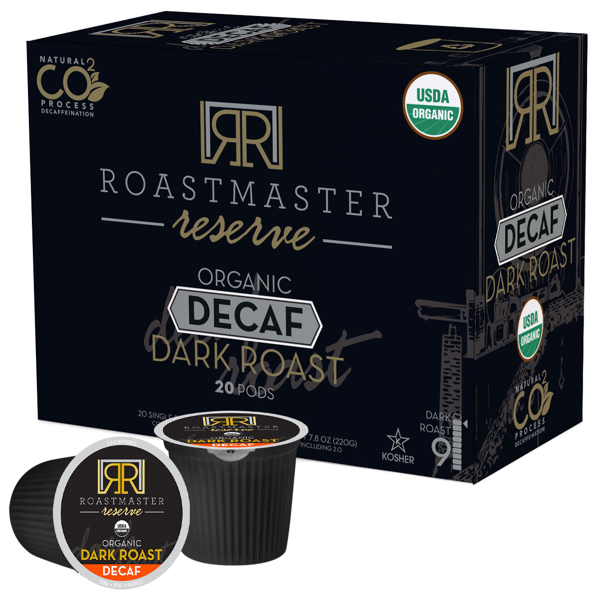 Roastmaster Reserve Decaf Organic Dark Roast Coffee Pods - 20ct