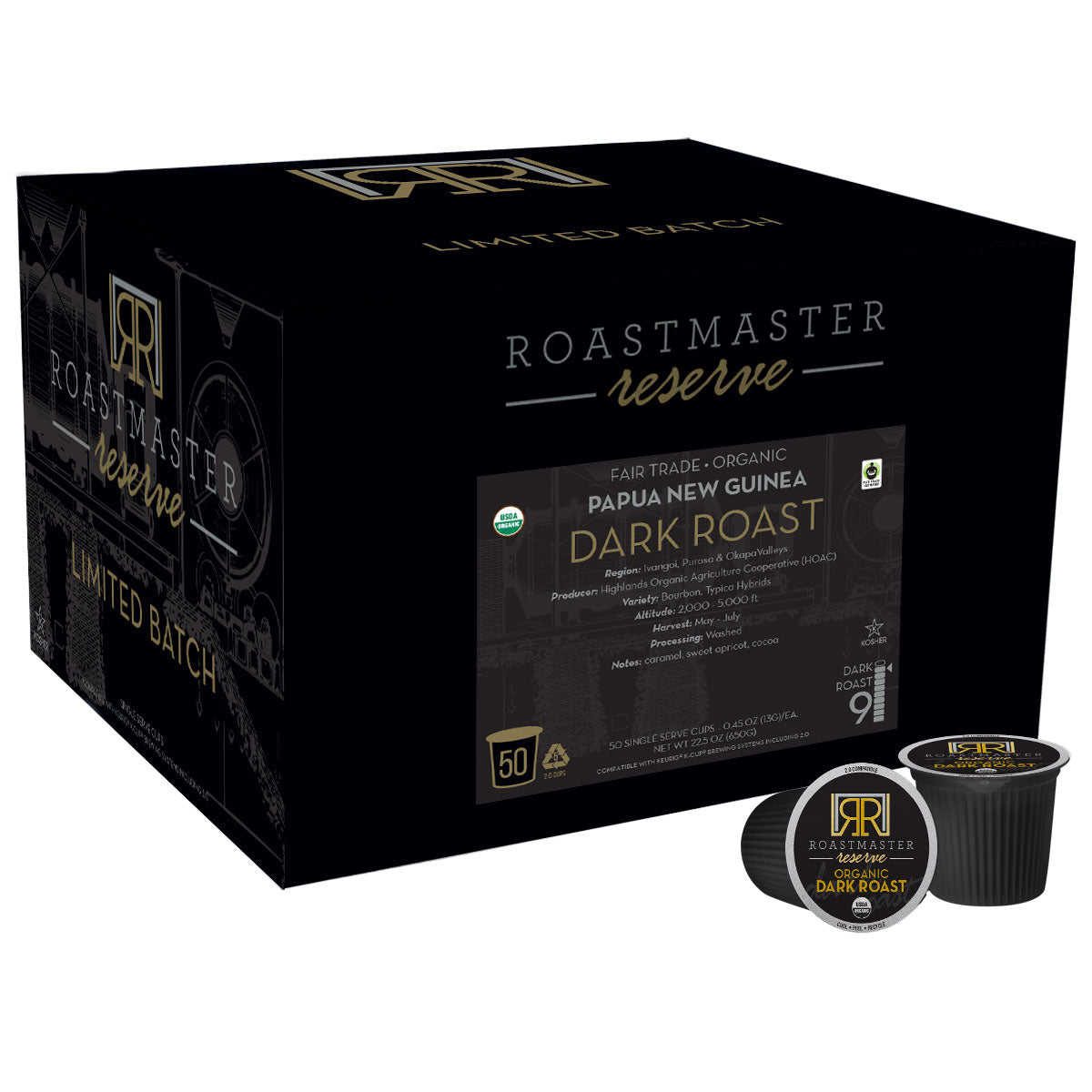 Roastmaster Reserve Organic Papua New Guinea Dark Roast Coffee Pods - 50ct