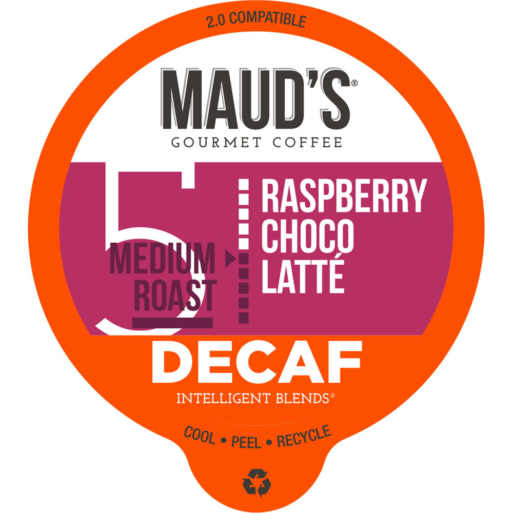 Maud's Decaf Raspberry Flavored Coffee Pods (Raspberry Choco Latte)