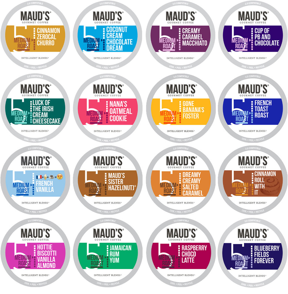 Maud's Super Flavored Coffee Pods Variety Pack (16 Flavors) - 80 Pods