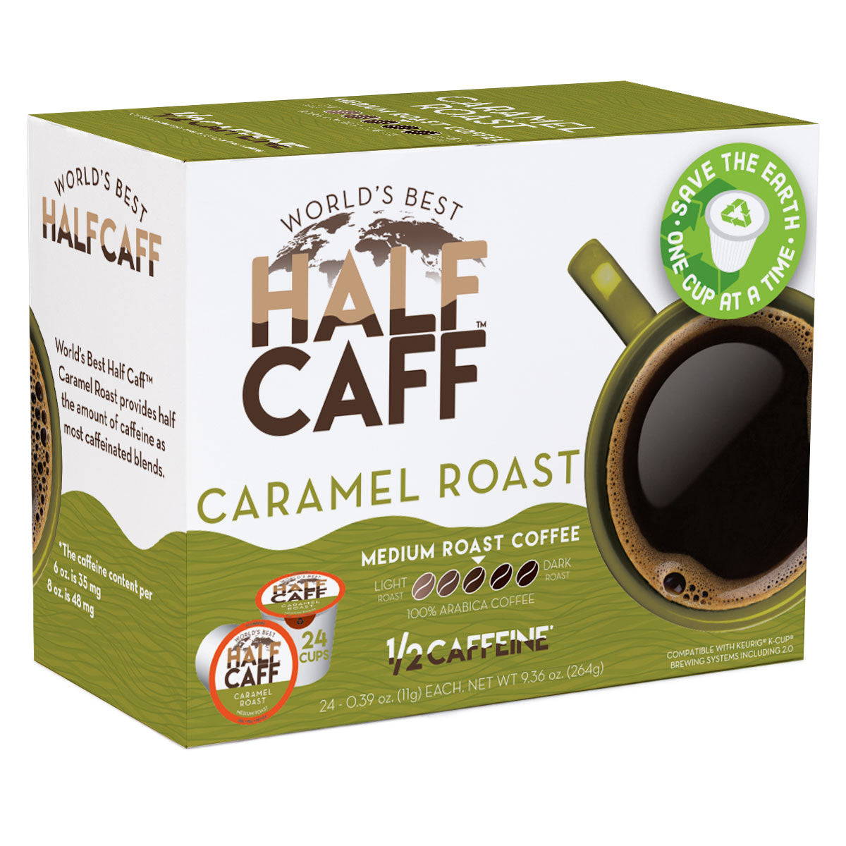World's Best Half Caff™ Caramel Roast Flavored Coffee Pods - 24ct