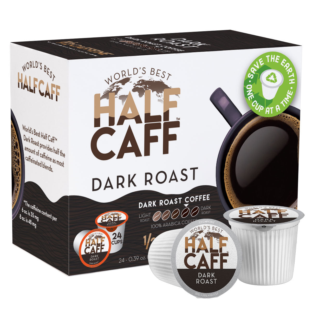 World's Best Half Caff™ Dark Roast Coffee Pods - 24ct