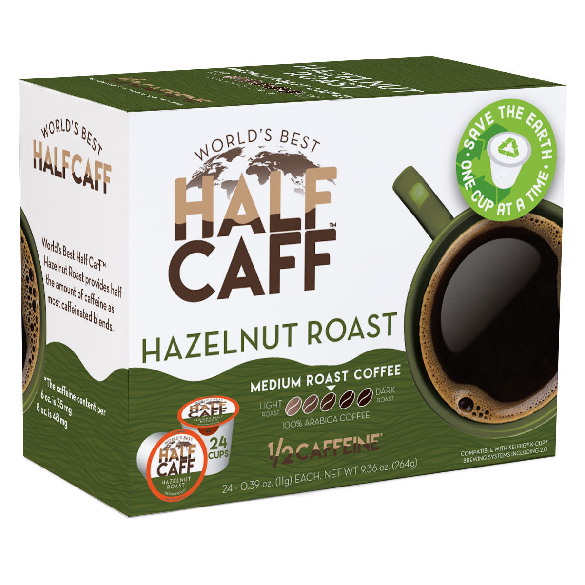 World's Best Half Caff™ Hazelnut Roast Flavored Coffee Pods - 24ct