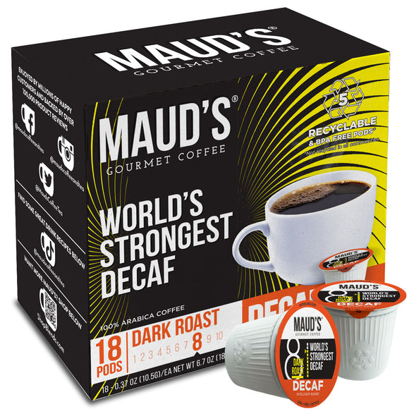 Maud's World's Strongest Decaf Dark Roast Coffee Pods - 18ct