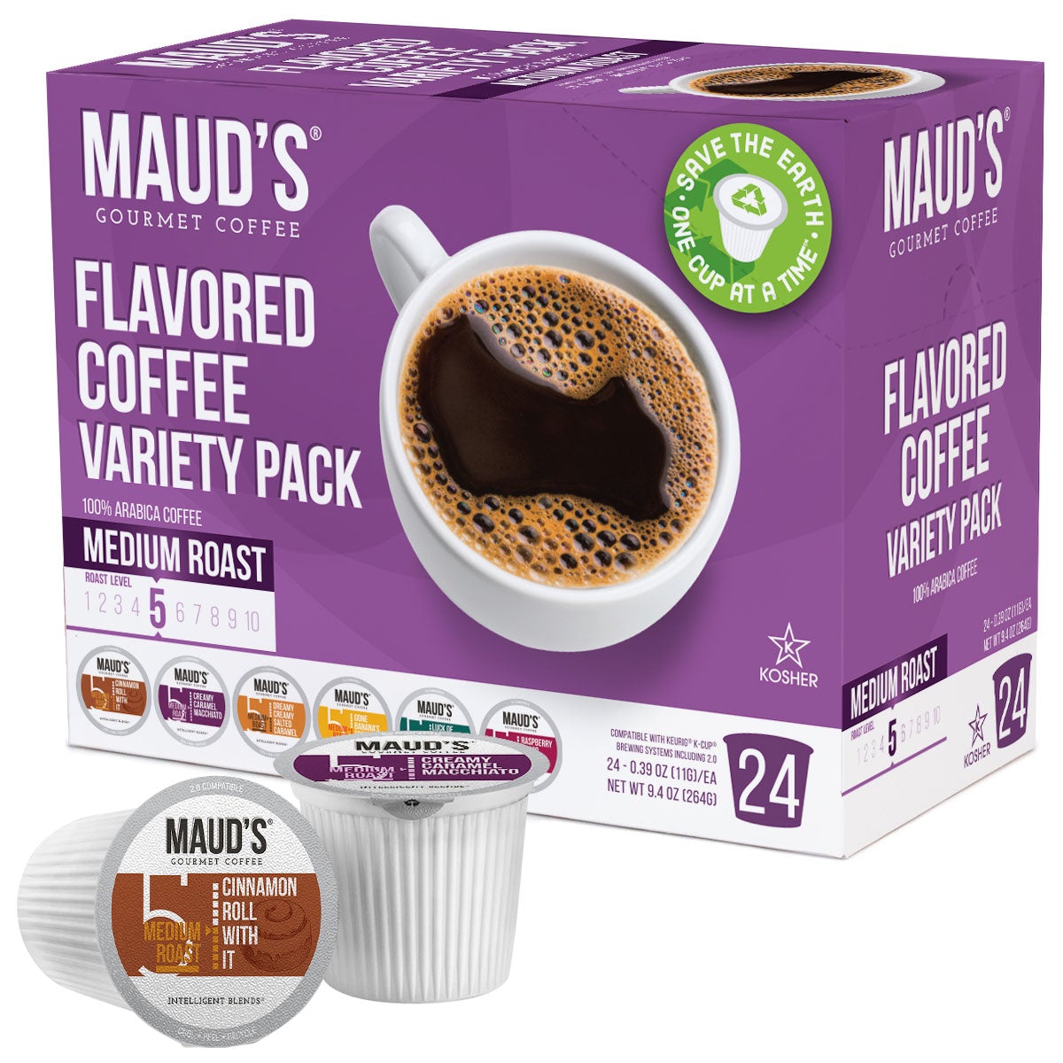Maud's Flavored Coffee Pods Sampler Variety Pack (6 Flavors) - 24ct