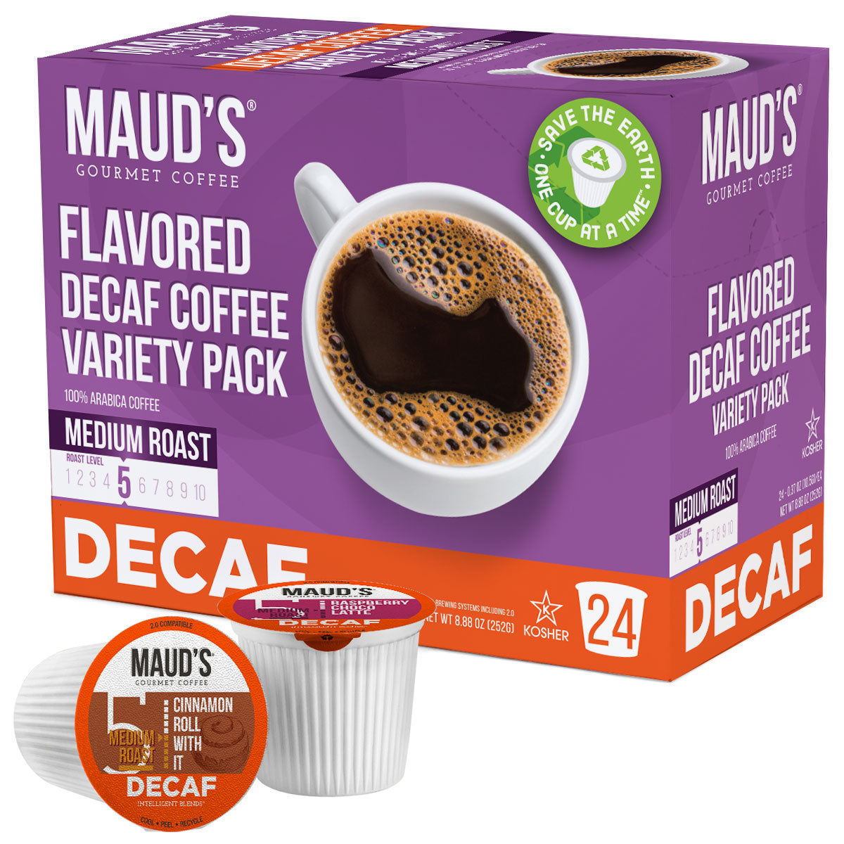 Maud's Decaf Flavored Coffee Pods Variety Pack (6 Flavors) - 24 Pods