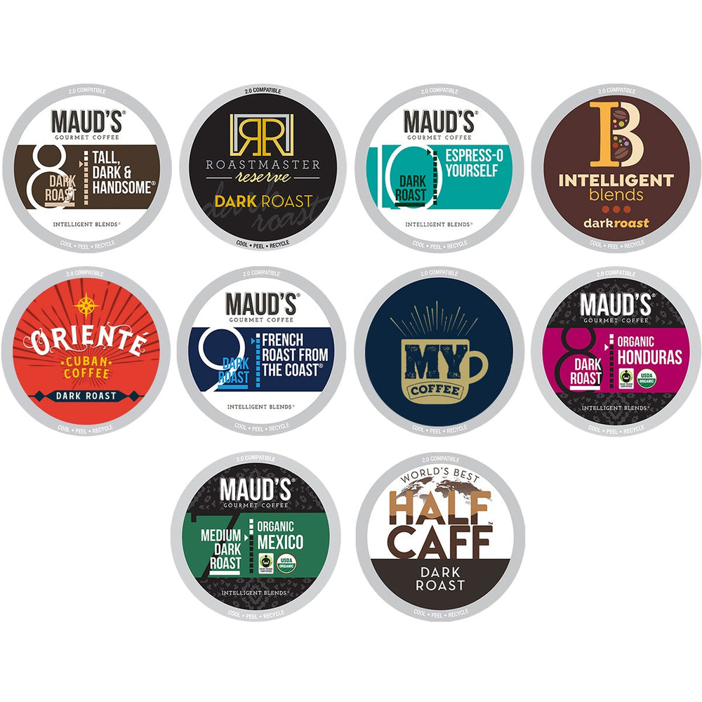 Gourmet Bold Roast Coffee Pods Variety Pack (10 Blends) - 50ct